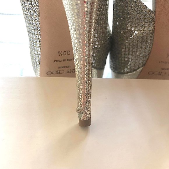 Jimmy Choo Clue Glitter Slingback Platform Heels - Picture 13 of 15